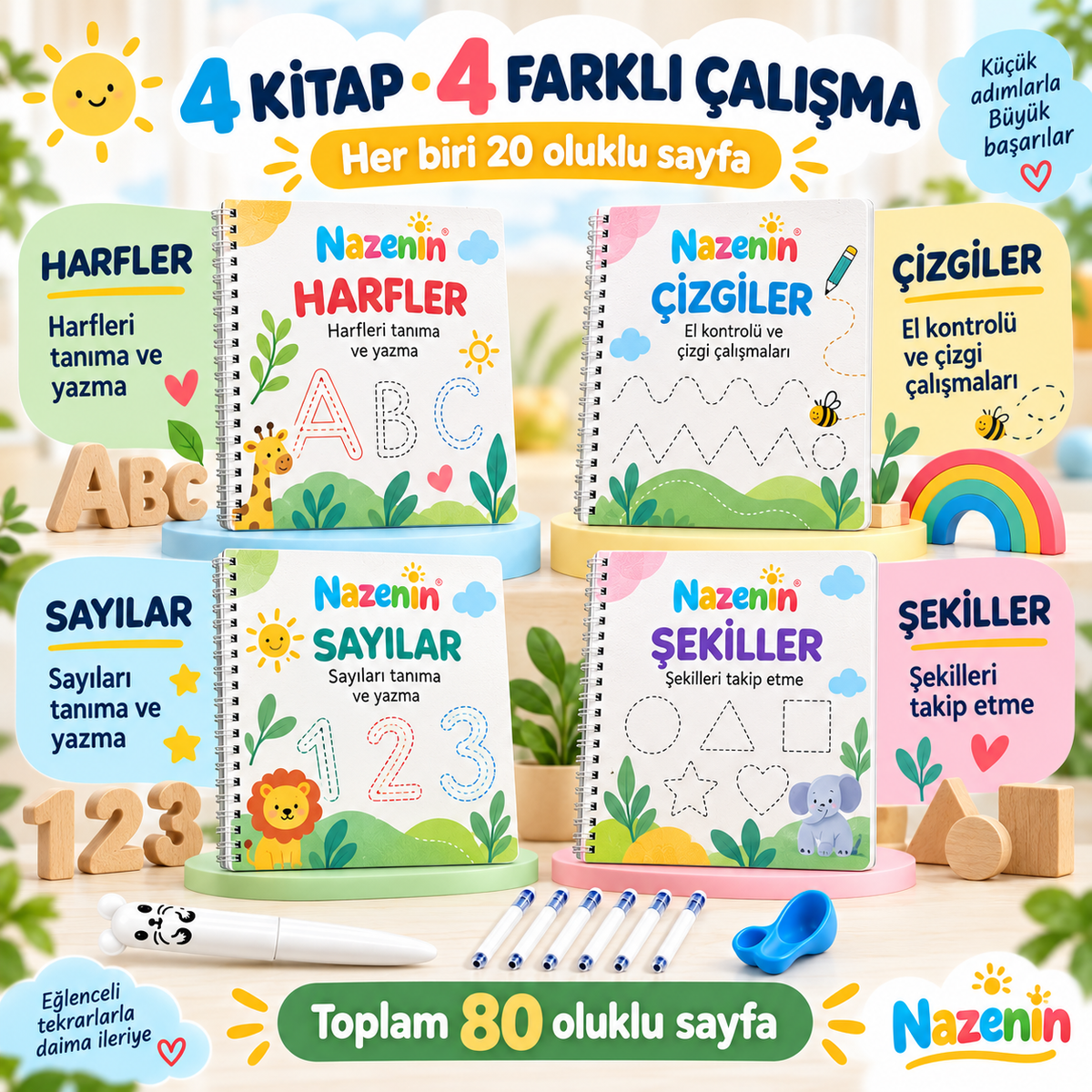 Nazenin Yaz-Sil Öğren - 4'lü Set